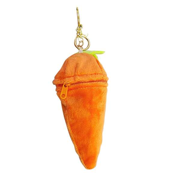 Cute Plush Keychain Stuffed Carrot Key Ring With Bunny Inside Purse Charms Pendant For Car Keys Handbags Backpacks
