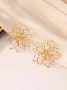 1 Pair Bohemian Style Wire Flower Earrings, Suitable For Women's Daily And Travel Holiday Wear