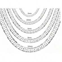 Collar de cadena de plata de ley 925 para hombre, longitud de 40-75cm, con cierre de langosta, regalo para compromiso y aniversario