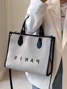 Large Capacity Women's Daily Commuter Casual Tote Shoulder Bag - Black - View 5