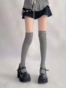 3 đôi tất cao đến đầu gối dành cho nữ, tất dài mùa xuân/thu dành cho bốt cao, tất cao đến đùi chắp vá, màu sắc ngẫu nhiên, Y2k, ấm áp - Nhiều màu - Xem 6