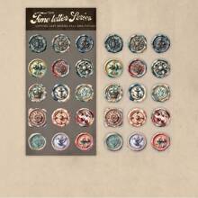 YANJI 1 包 15 张复古蜡封印章主题贴纸、创意美学贴纸贴花、DIY 剪贴簿工艺用品、节日礼物、个性化文具学校用品 - 彩色 - 查看 16