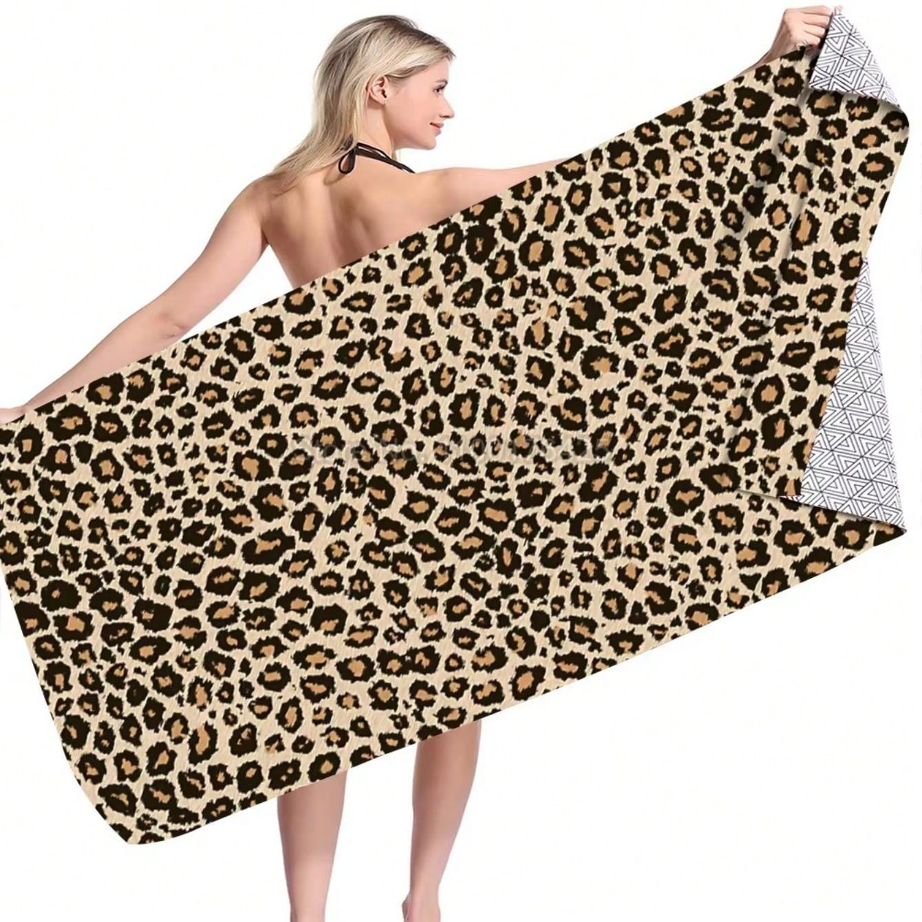 1 pièce Très grande serviette, serviette de plage imprimée guépard exquise et surdimensionnée, serviette de sport nautique extérieur, serviette de plage imprimée léopard séchage rapide, serviette de plage en microfibre super absorbante, serviette de bain, de voyage, de sport, de piscine, de salle de bain, de camping, de yoga pour adulte, décoration de salle de bain 2