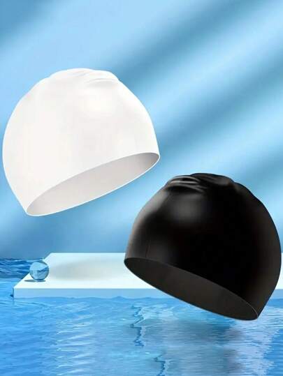 1pc Mixed Color Soft Silicone Swim Cap - Comfortable, Waterproof, Anti-Slip, Elastic, Suitable For Boy And Girl Swimming, Snorkeling And Water Sports