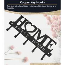 1 件 9.8 英寸/25 厘米钥匙扣挂钩收纳架壁挂式带螺丝和锚固件家居墙壁金属装饰适用于入口前门厨房走廊车库门厅办公室 - 黑色 - 查看 4