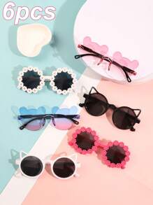 6 件/4 件/1 件儿童小熊形状和花朵形状时尚眼镜，适合夏季日常使用 - 兒童 - 查看 1