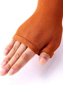 Para rajstop z siateczki do tańca latynoskiego w kolorze karmelowym z kroczem, skarpetki do tańca odporne na zużycie, siateczka w kształcie ryby