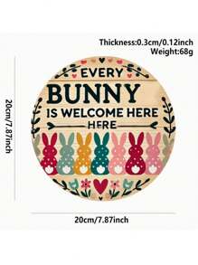 Cartel de bienvenida de madera con huevos y conejito de Pascua - Decoración colgante redonda hecha a mano para fiesta de primavera, decoración de puerta principal de estilo granja
