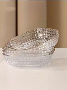 1/5pcs Premium Hard Plastic Tray, Transparent Fruit Bowl Salad Tray, Washable And Reusable Plate, Party Supplies For Birthdays, Celebrations, Buffets, Kitchen Supplies,Kitchen,Christmas Gift