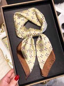 1pc Women's Fashionable Minimalist Printed 27.6" Silk-Like Square Scarf, New Style Bandana, Versatile Hair Accessories, Suitable For All Seasons - Multicolor - View 6