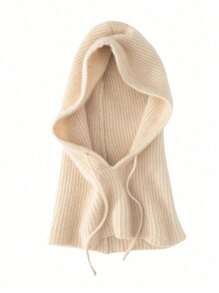 1 pezzo Set di berretto lavorato a maglia e sciarpa per donna, design a balaclava, caldo e antivento per l'autunno/inverno, colletto staccabile alla moda