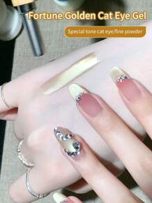 annies 8g/Pc Shimmery Gold Cat Eye Nail Polish Gel, 2025 New Versatile Sparkling Gold Fortune Cat Eye Design UV Gel Nail Art DIY - 彩色 - 查看 5