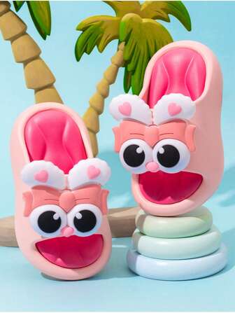 Summer New Cute Cartoon Big Eyed Children's Slippers, Lightweight, Comfortable, Non Slip, Soft Bottom Home Slippers