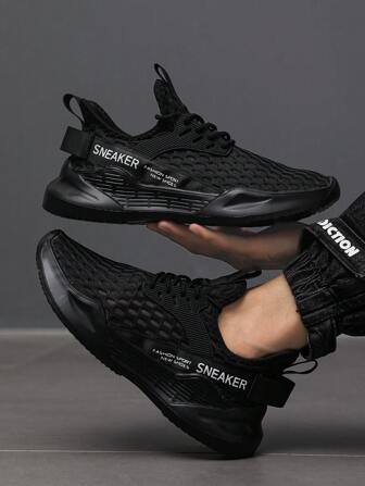 1 Pair Men's Walking Shoes, Knitted Mesh Breathable Casual Shoes With High Rebound EVA Sole, Comfortable Lace-Up Sports Sneakers Suitable For Daily Walking, Exercise, Running, Casual Camping, Summer