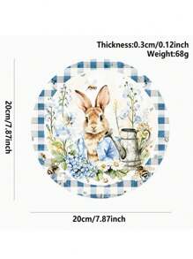 Cartel de bienvenida de madera con huevos y conejito de Pascua - Decoración colgante redonda hecha a mano para fiesta de primavera, decoración de puerta principal de estilo granja