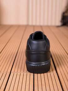 Trending Fashion White Sneakers For Men, New Versatile Casual Sports Shoes, Fashionable Casual Flat Lightweight Soft Sole Student Military Training Travel Shoes - Black - View 7