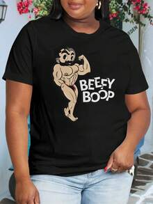 Beefy Boop Flex Gay Pride Muscle Man Oversize Women T-Shirt For Women (Large Sizes)
