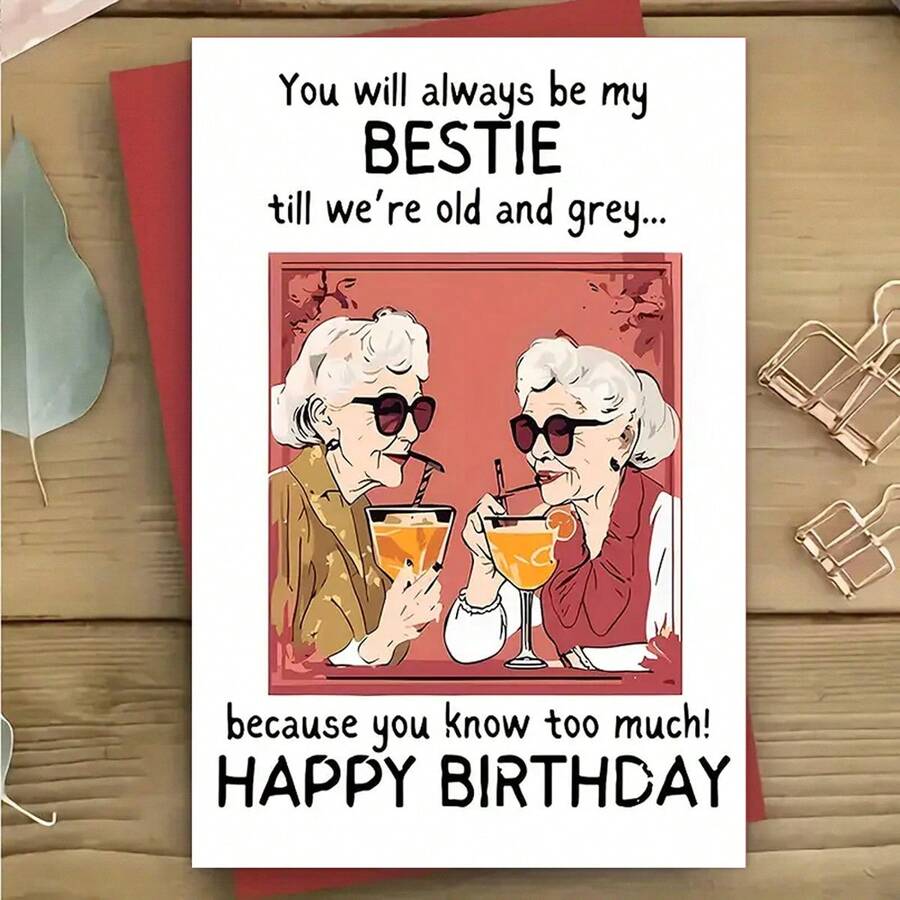 Best Friend Birthday Card With Envelope, "You Will Always Be My Best Friend Until We Grow Old" Birthday Gift For Best Friend, (12cm/4.7inx17cm/6.7in), Friendship Card, Birthday Card - Multicolor - View 1