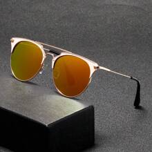 1 Pair Men's Fashionable Glasses, Premium Metal Frame With Mirror Lens, Suitable For Outdoor Sports, Cycling, Driving And All Seasons