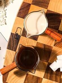 1pc 100ml/3.3oz Calibrated Concentrated Coffee Cup With Wooden Handle, Latte Art Cup - Clear - View 6