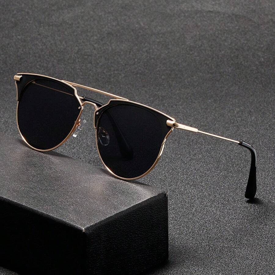 1 Pair Men's Fashionable Glasses, Premium Metal Frame With Mirror Lens, Suitable For Outdoor Sports, Cycling, Driving And All Seasons