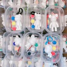 1 Set /5 Sets /10 Sets Of Fluid Bear Painting Sets, Hand-Painted Diy Graffiti Ornaments, Home Decoration, Thickened Plastic Materials, Creative Hand-Made Gifts, Suitable For: Home Decoration, Photography Props, Theme Party Graffiti DIY Materials, Parent-Child Game Painting Keychain Sets,Christmas.Bear Keychain
