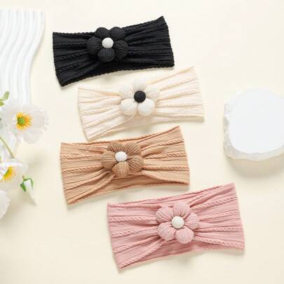 jralon 3 st/set Ultramjukt, hudvänligt babypannband i nylon med blommönster, bekvämt att bära för spädbarn och småbarn, lämpligt för alla årstider