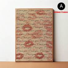 1/2pcs Frameless Vintage Red Kiss Lips Prints Canvas Posters, Red Mouth Kisses Wall Art Home Decor,High-Definition Canvas Printing Decoration Painting For Home Gifts, Living Room, Bathroom, Bedroom,Canvas Wall Art Gift,No Frames