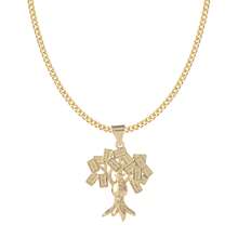 dollrinboy 1件14K镀金银100美元钞票树吊坠项链，男女通用，3毫米扁平费加罗链项链 - moneytree - 查看 12