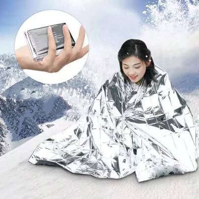1 件紧急保温毯，地震救生装备，铝箔便携式露营防风防冻急救毯