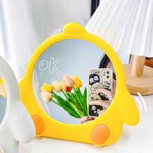 1 件可爱小鸡形悬挂式桌面高清化妆镜、便携式口袋镜、设计