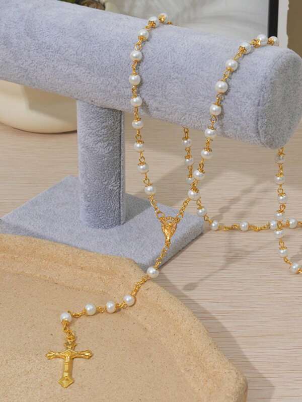 1pc Mixed Gold & Silver Color Buddha Beads Necklace, Featuring Round Bead & Square Bead Styles, Brand Accessory Designs Vary, Stainless Steel Material For Lasting Color, Quality Assured, Suitable For Events And Daily Wear