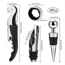 4pcs/Set Stainless Steel Wine Opener Kit - Seahorse Corkscrew, Pourer, Cork Stopper, Wine Ring, Gift Box - Multicolor - View 2