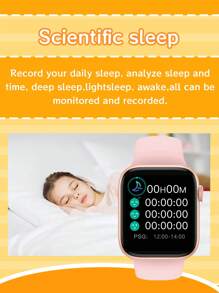 Montre intelligente avec bracelet en silicone pour adolescents, écran tactile TFT HD de 1,44", prévisions météorologiques, suivi multisports, alarme, affichage de la date, lecteur de musique, rappel d'appel téléphonique, compatible avec Android et IOS, convient pour les cadeaux, l'école, le sport, la fête