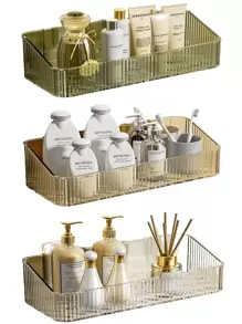 浴室免打孔收纳架，轻奢PET，适用于浴室、厨房、卫生间、水槽、收纳盒，亚克力收纳架家居浴室装饰浴室收纳秋季装饰返校 - 彩色 - 查看 2