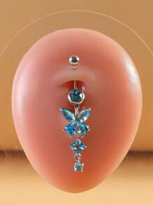 1 Set (7pcs) White Stone Butterfly Zirconia Navel Rings, Women Belly Button Piercing Crystal Navel Studs Body Jewelry Set