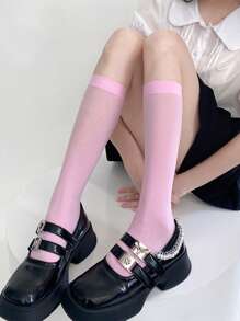1/5/10/15 Pairs Women Velvet Thigh High Socks, Solid Color, High Elasticity 120D, Spring/Summer