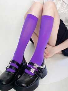 1/5/10/15 Pairs Women Velvet Thigh High Socks, Solid Color, High Elasticity 120D, Spring/Summer