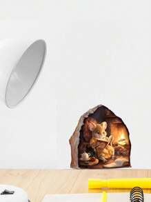 1 buc, autocolant de perete realist cu gaură de șoarece pentru scări de colț, decor distractiv pentru casă, tapet opac din PVC vinil, pentru decorarea camerei de zi, cadouri, decor de perete pentru absolvire, decor de baie, decor de dormitor, decorațiuni de cameră, lucruri, decor de casă, decor de casă, autocolante de perete pentru camera de zi, autocolante personalizate