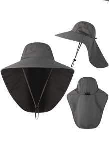 1 pieza Sombrero de verano para hombre de secado rápido, sombrero cubo de protección solar, sombrero cubo transpirable resistente a los rayos UV, sombrero cubo de ala ancha para montañismo y camping con protección para el cuello, sombrero cubo ajustable con cuerda, sombrero de malla transpirable con protección solar, sombrero de sol para actividades al aire libre en verano, liviano e impermeable - Utilizado para protección UV al aire libre