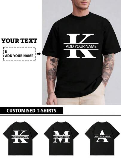 Men's Customized Short Sleeve T-Shirt With Personalized Text And Name, Gift For Boyfriend