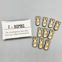 10 张/包趣味贺卡礼物，F-BOMBS 木制炸弹标志板，幽默和搞笑新奇 - 彩色 - 查看 7