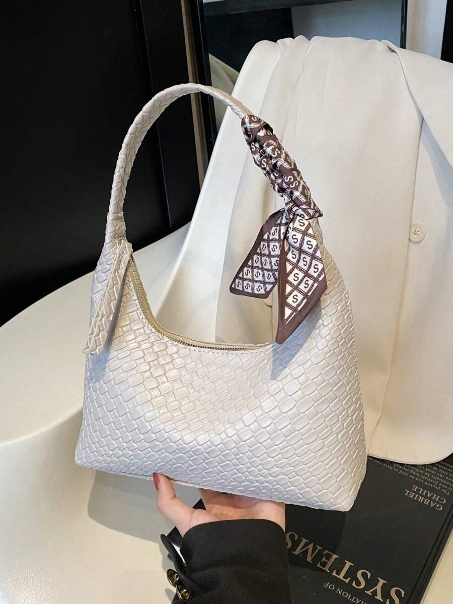 1 件简约米色单肩腋下包，附赠围巾 - 米色 - 查看 1