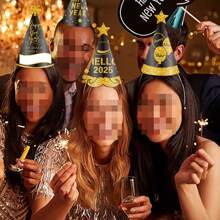 6-24 Pieces Of 2025 Graduation Decorations, Black Gold Party Hats, Black Gold Party Paper Hats, Adult New Year Party Hats, Birthday Party Decoration Sets