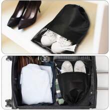 Sac de voyage pour chaussures, sacs de rangement pour chaussures non tissés avec fenêtre transparente pour un usage quotidien et les voyages (Blanc/Gris/Rose/Noir)