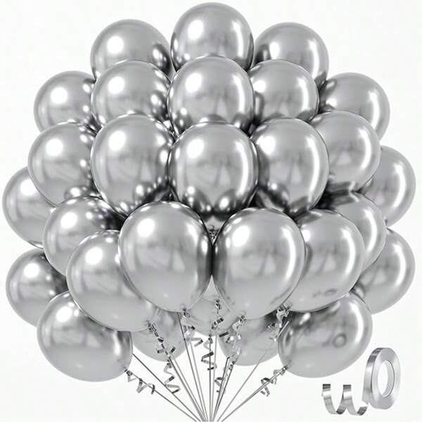 10/20/30/40/50 sztuk Metalowe srebrne balony 18/12/10/5 cali, chromowane srebrne lateksowe balony odpowiednie na wesele ukończenia szkoły, prysznic, dyskotekę, dekoracje urodzinowe