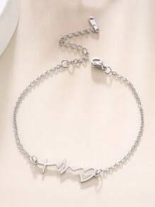 1pc Hartvormige Magnetische Roestvrijstalen Armband, Vintage Ketting Stijl Cadeau Voor Vriendin