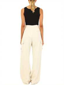 Women's Corset Tank Tops, Basic Sleeveless V Neck Irregular Hem Ribbed Knit Bustier - Black - View 4