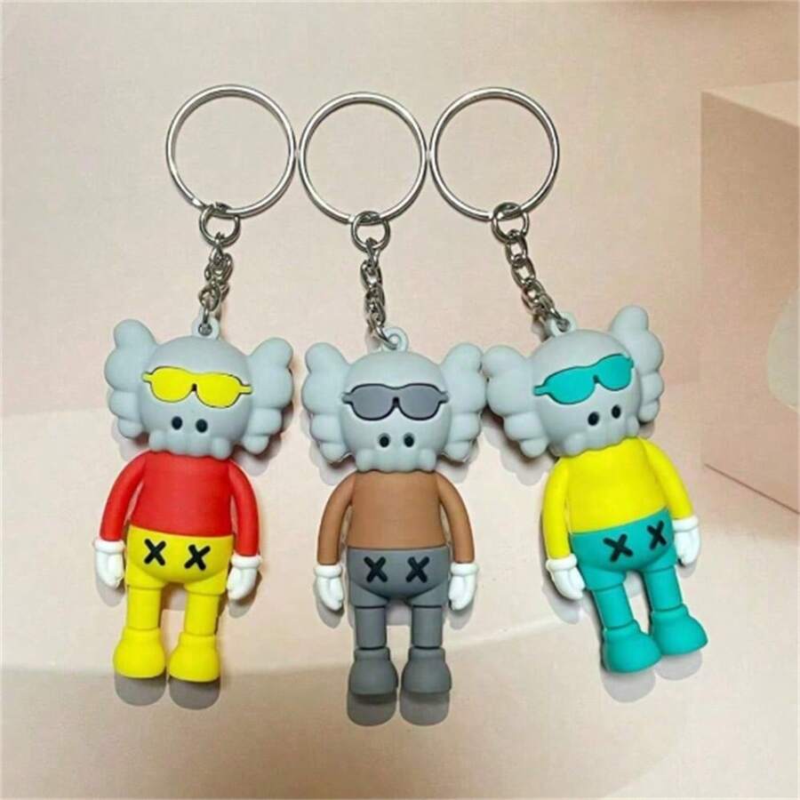 1pc Kaws Personalized Couple Keychain, Keychain Simple Doll Pendant Bag Pendant Small Gift - Brown - View 1