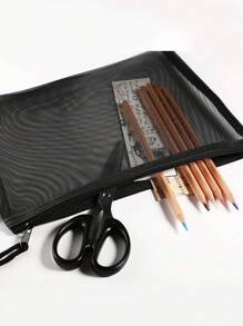 1/3pcs Travel Multipurpose Storage Bag, Portable Mesh Organizer Bag - Black - View 2